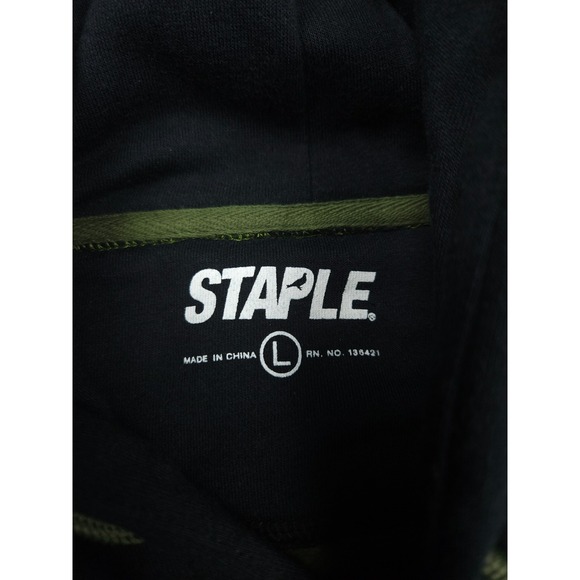 Staple Pigeon Hoodie Sweater Men's Large Green Black Pocket Street Military - Picture 8 of 11